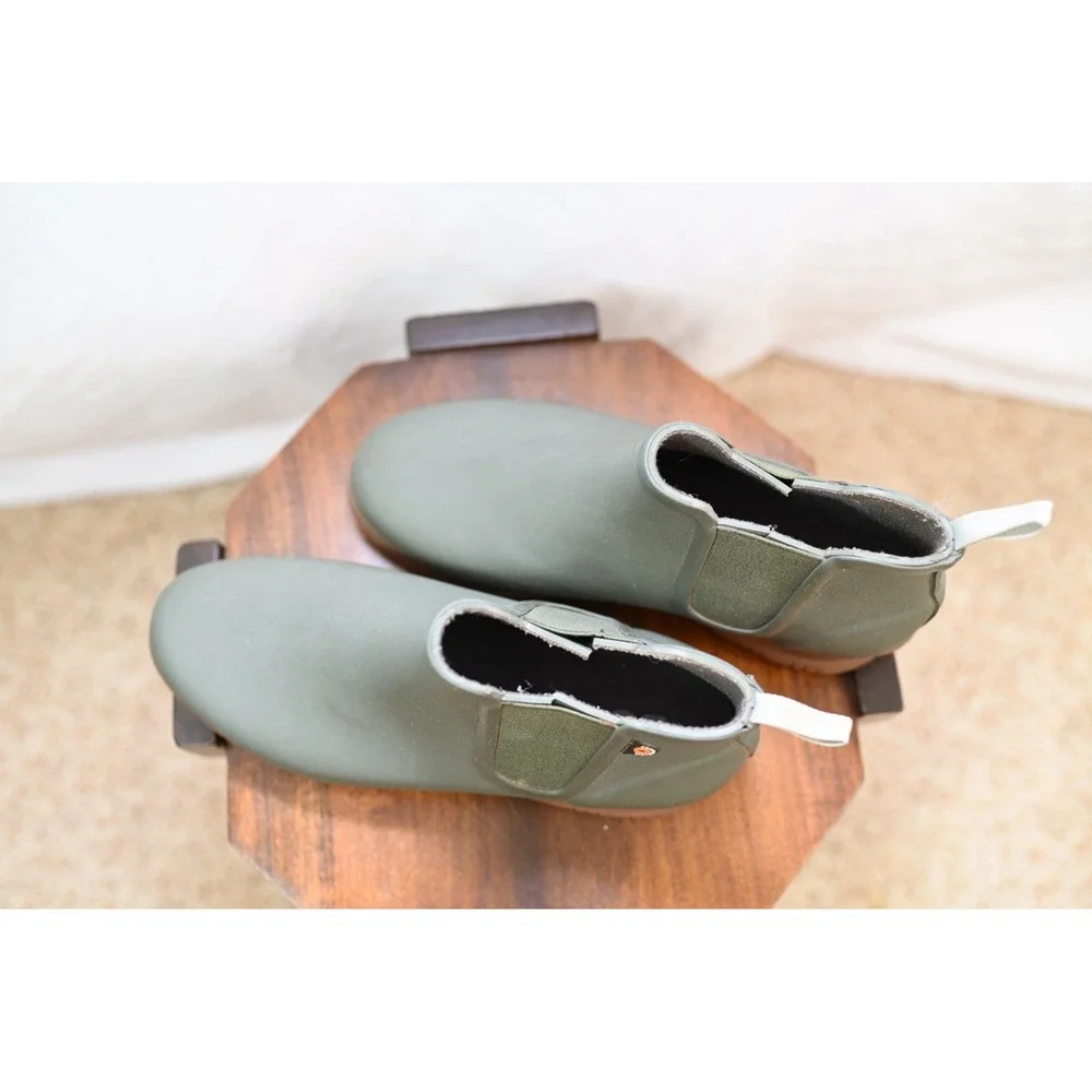 Bogs Sweet Pea Women Rain Boots Green Rubber Ankle Bootie Size 8